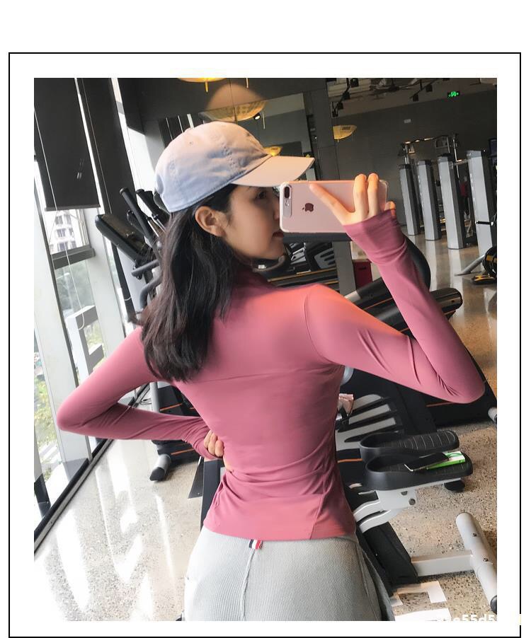 Quick-drying fitness clothes sports long-sleeved stand-up collar half-zip stretch yoga clothes W18-CX-804