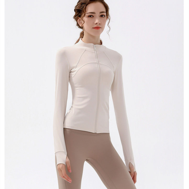 Stand collar zipper jacket sports long sleeve yoga wear W18-CX-901