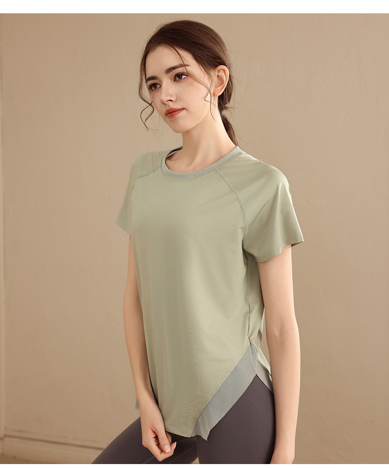 Sports quick-drying loose short-sleeved yoga clothes for women W18-DX-067