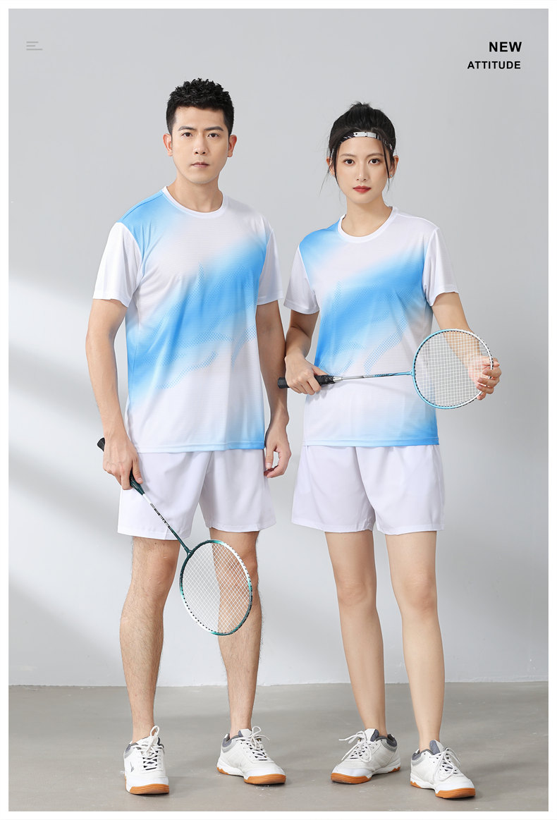 Small square contrast color round neck quick-drying sports badminton suit 120-304