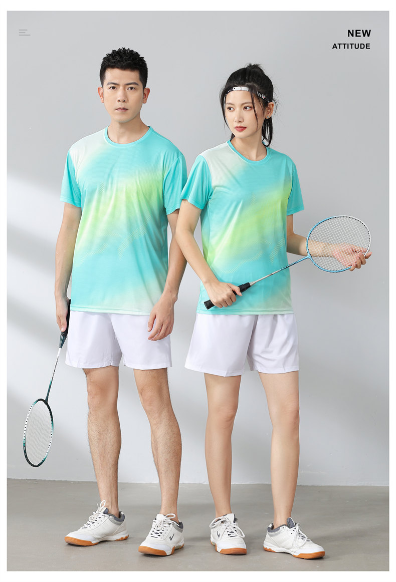 Small square contrast color round neck quick-drying sports badminton suit 120-304