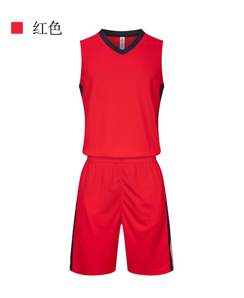 Fashion side color-blocked breathable sports basketball suit GJ3-8037