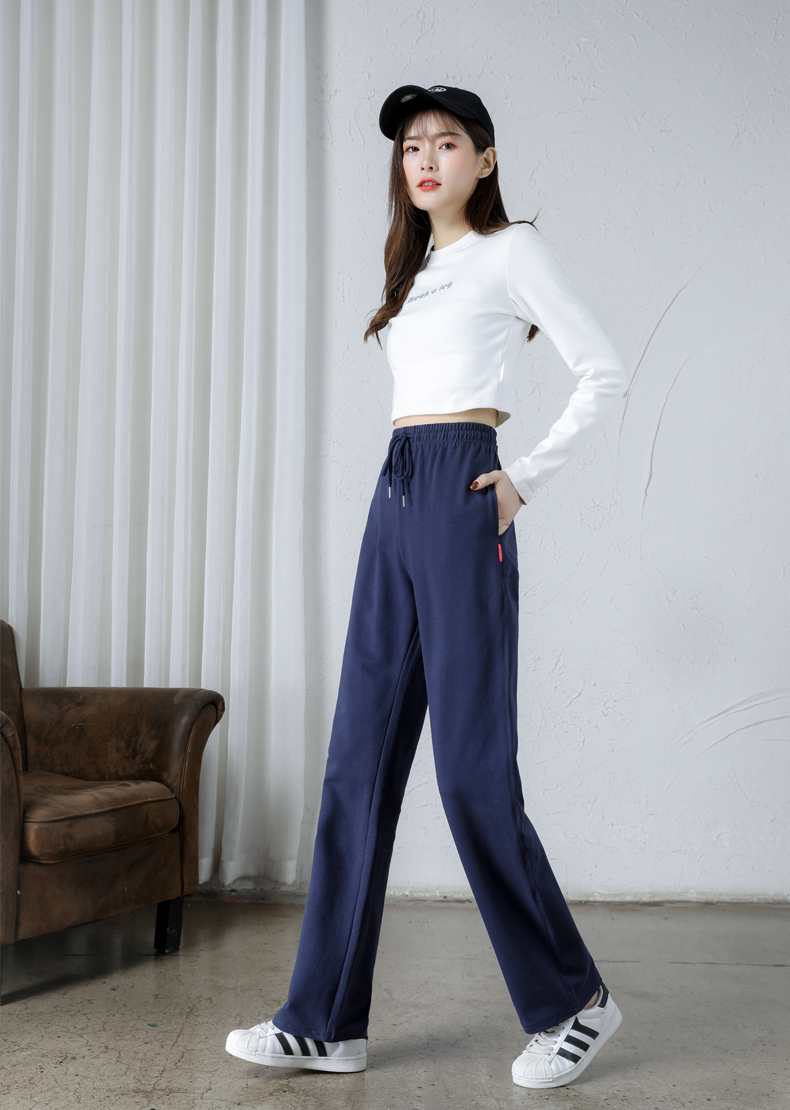 Straight wide-leg pants spring and autumn sports casual trousers for women G32-0701