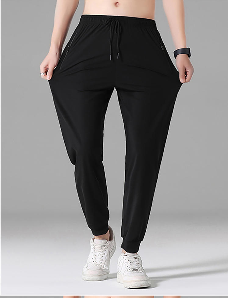 120g summer four-sided elastic breathable comfortable zipper pocket cuff sports trousers men GJ40-2020L (pick up the next day)