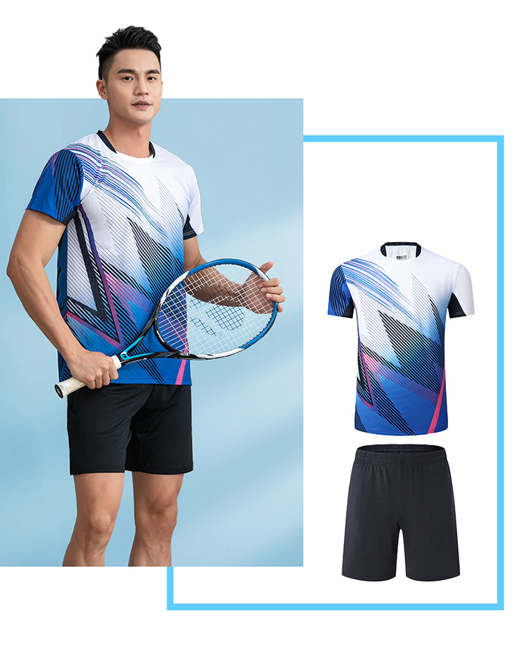 Single-sided feather pattern sports short-sleeved competition training suit GR8-1255 men single top