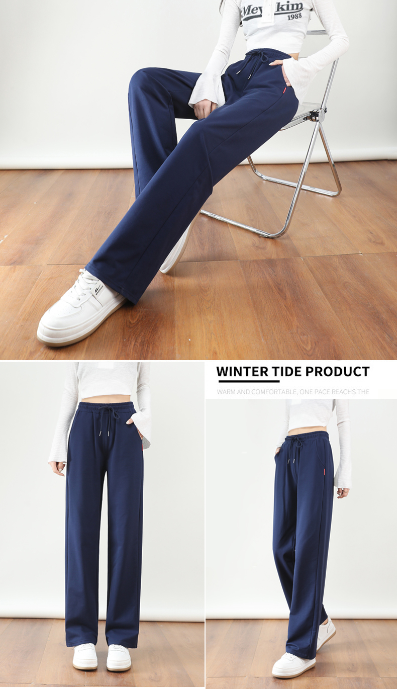 Sports loose high waist casual drape drawstring sweatpants straight trousers G32-95760