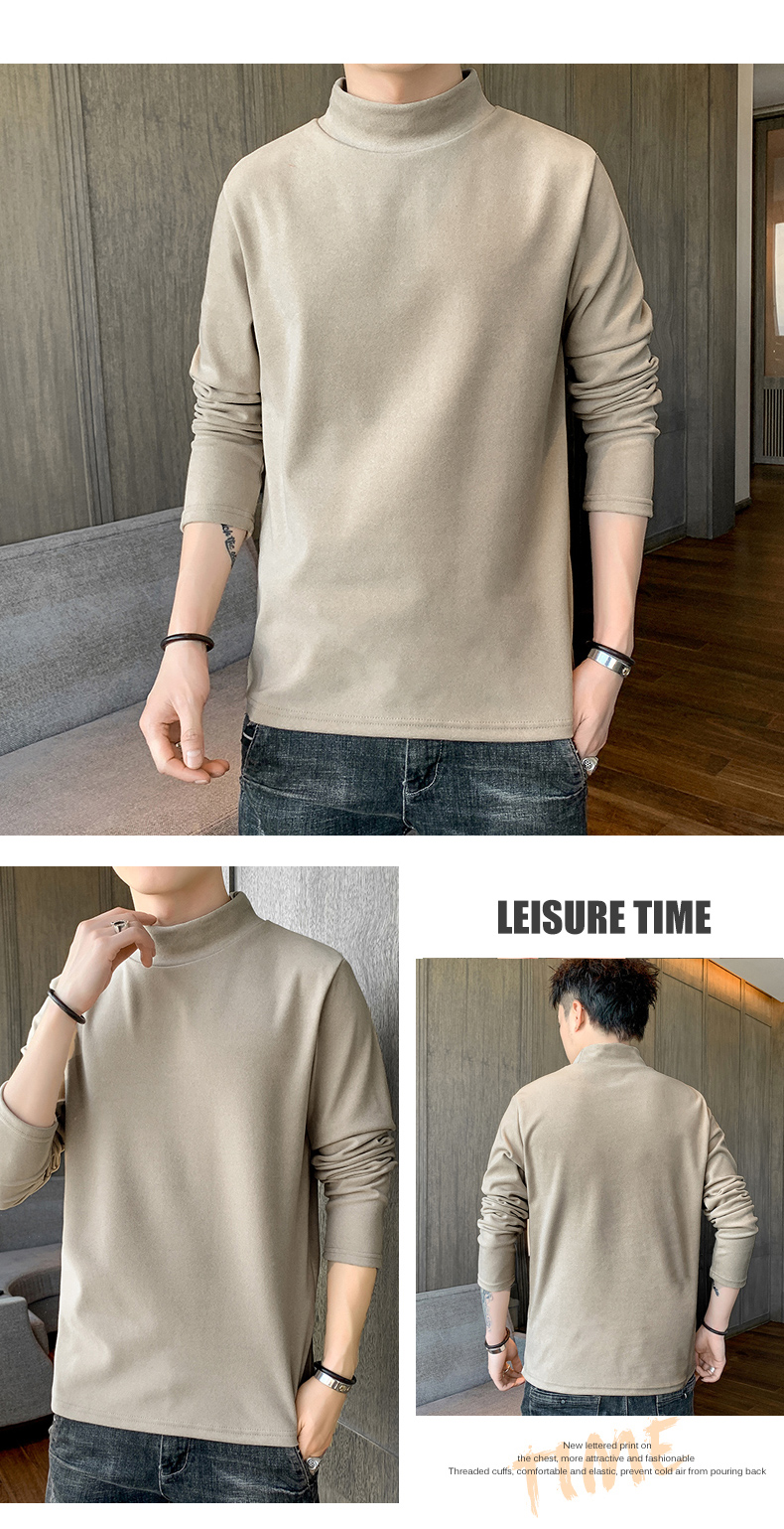 Half turtleneck double-faced fleece warm long-sleeved T-shirt KW-8308