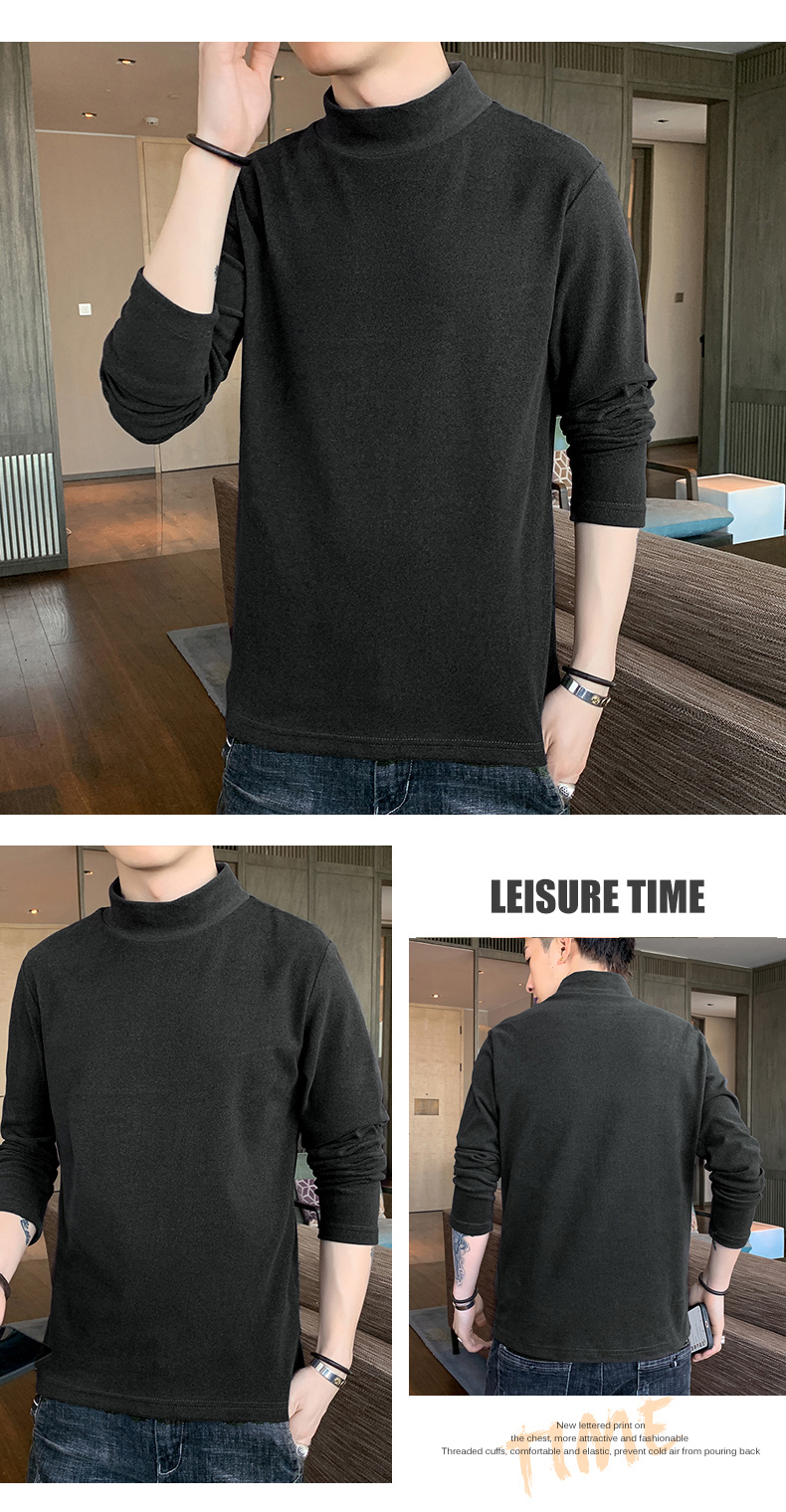 Half turtleneck double-faced fleece warm long-sleeved T-shirt KW-8308