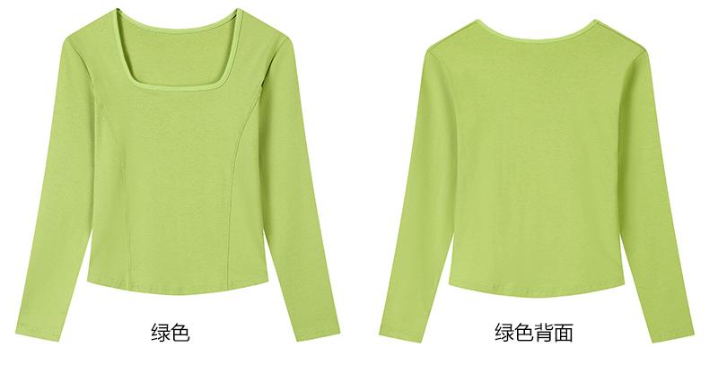 260g ribbed cotton three-dimensional cutting short waist-revealing slim women long-sleeved T-shirt G21-S077