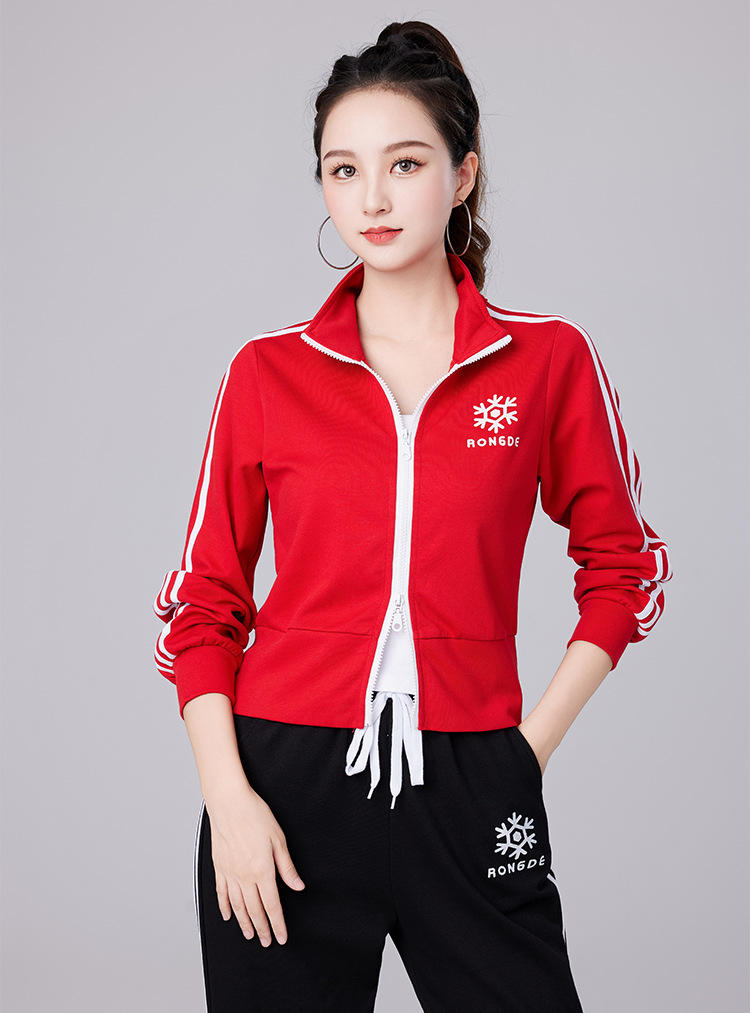 Women casual sports stand collar top jacket H25-202310 top