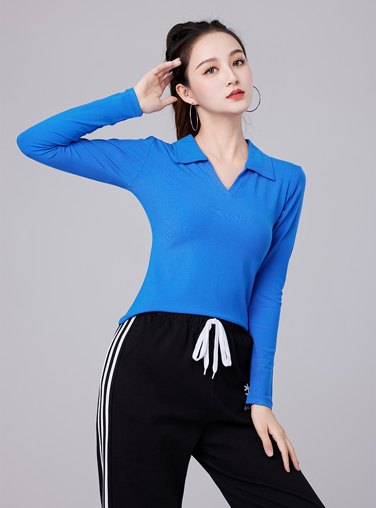 V-neck ladies long-sleeved T-shirt H25-202312