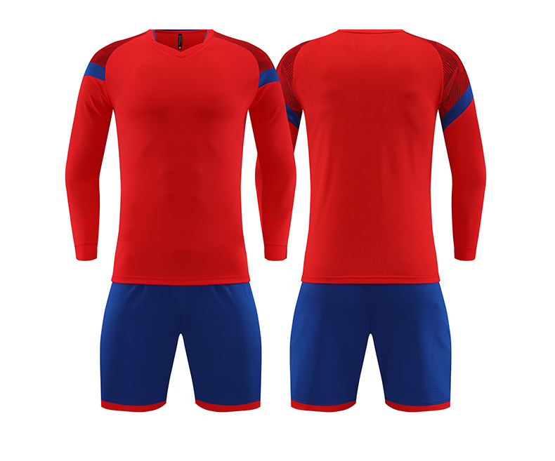 Sports competition solid color long-sleeved football uniform two-piece suit GB14-9302