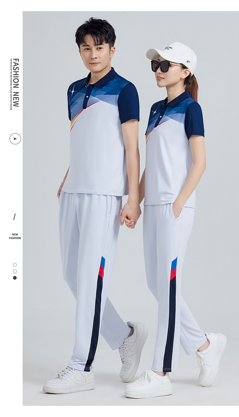 Soft stretch cool silk color matching couple sportswear trousers suit KC3-666