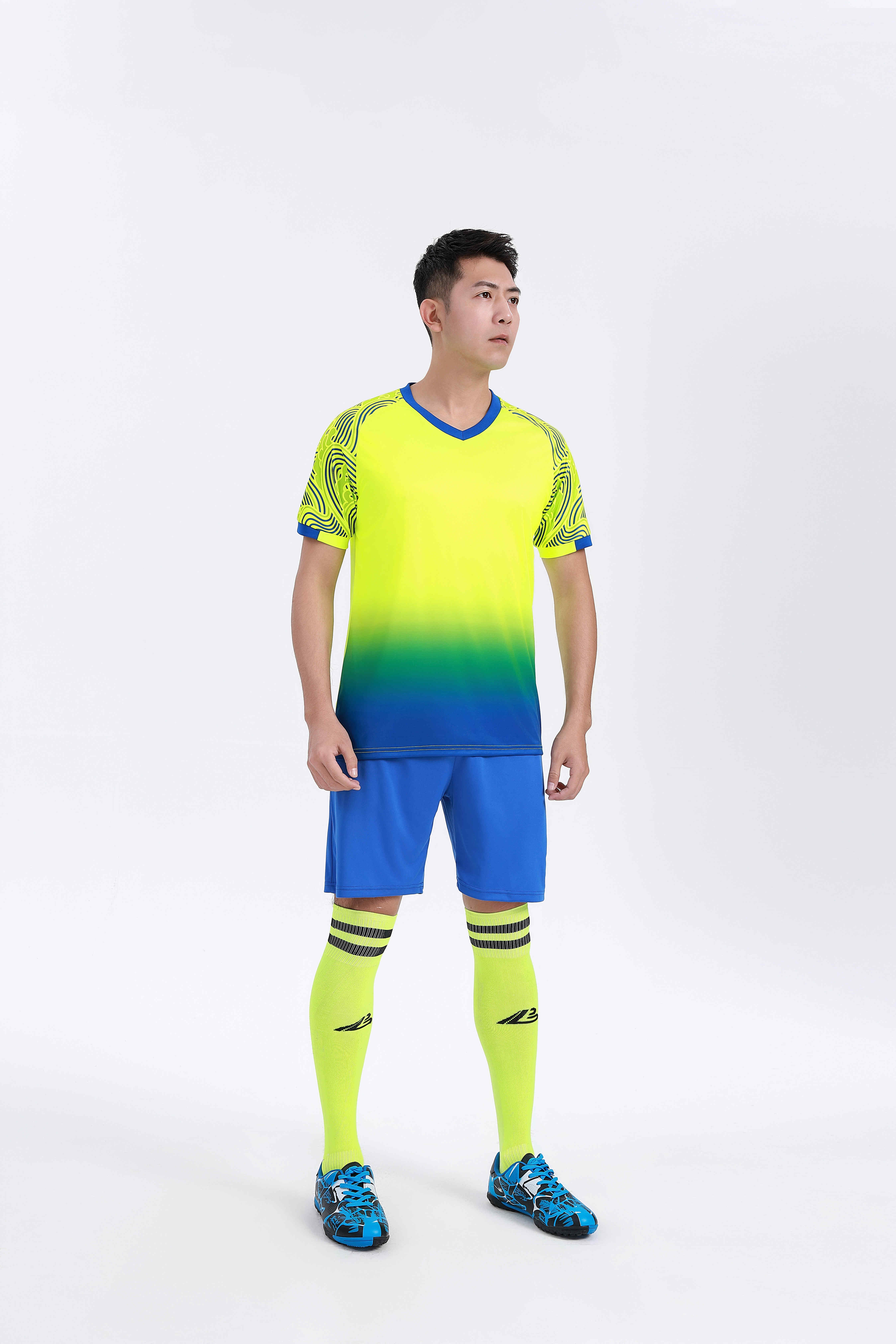 Gradient color football training suit for adults GY6-0751