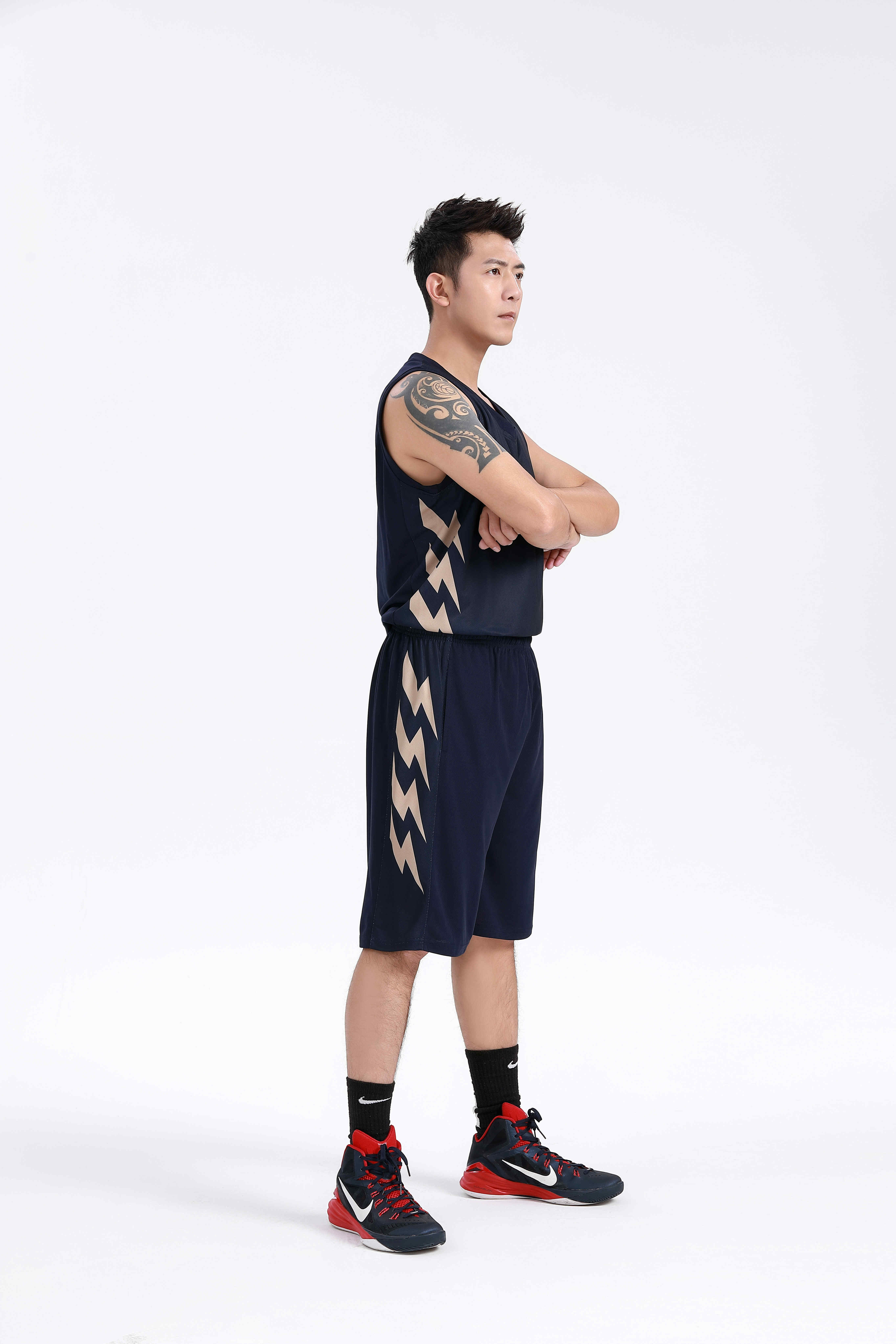 Solid color printed quick-drying sports basketball suit GY6-8452