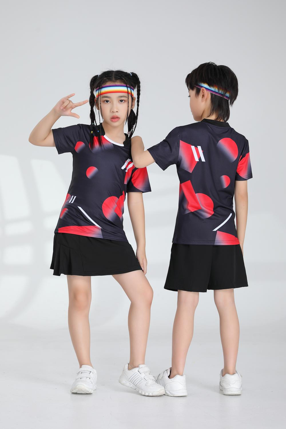 Polyester-ammonia Tianxing mesh sports quick-drying breathable badminton suit 120-1887 children