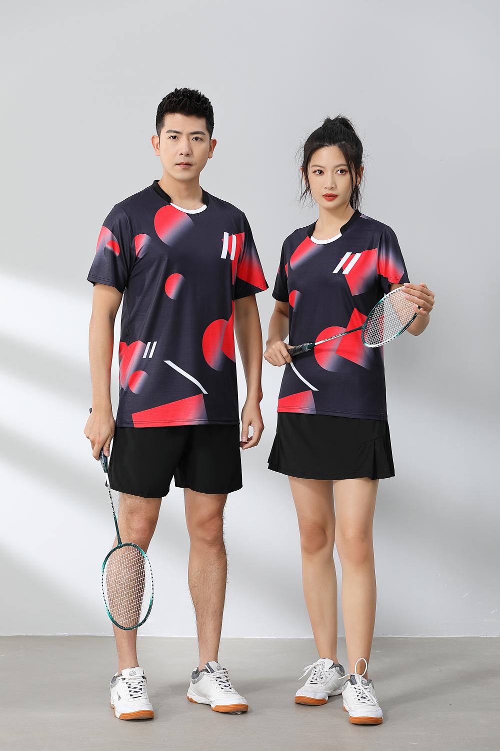 Polyester-ammonia Tianxing mesh sports quick-drying breathable badminton suit 120-1887 adult model