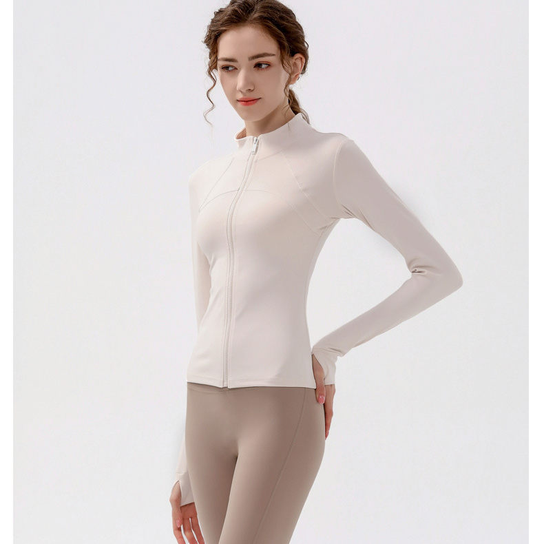 Stand collar zipper jacket sports long sleeve yoga wear W18-CX-901