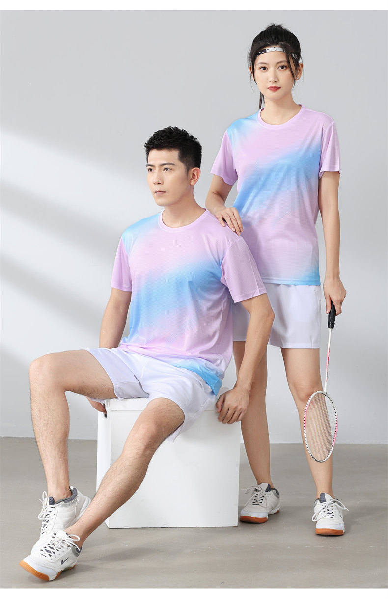 Small square contrast color round neck quick-drying sports badminton suit 120-304