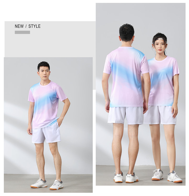 Small square contrast color round neck quick-drying sports badminton suit 120-304