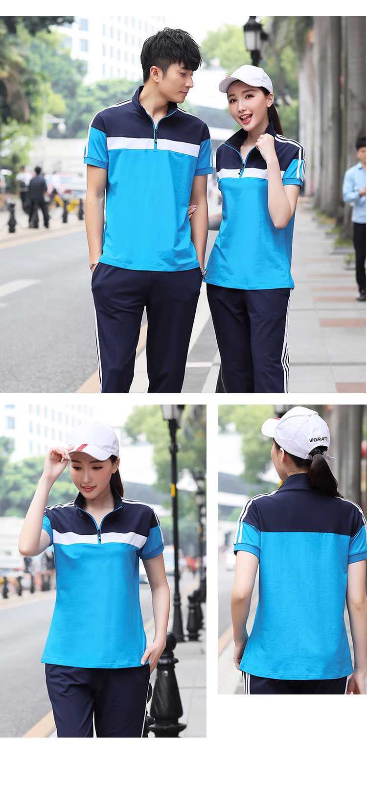 Cotton covered silk short-sleeved sports suit universal style KA-1813B suit