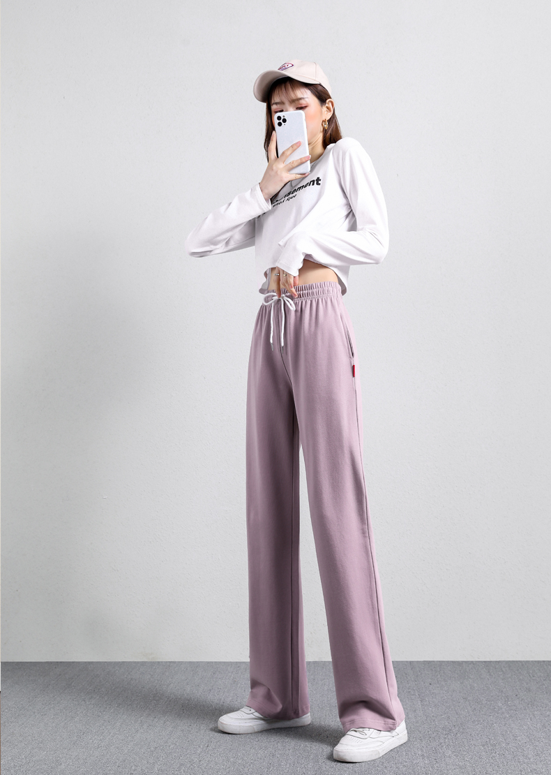 Straight wide-leg pants spring and autumn sports casual trousers for women G32-0701