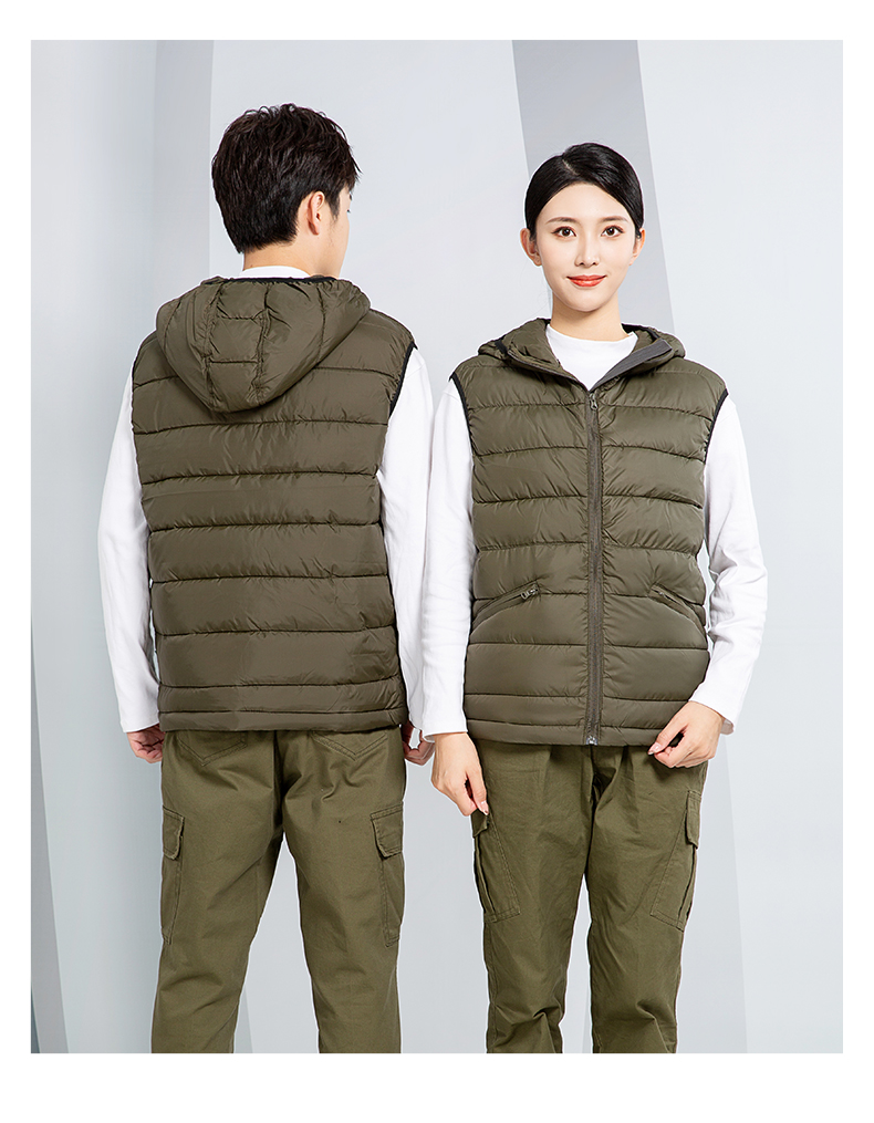 Hot melt cotton warm short down vest H28-2208 with hood