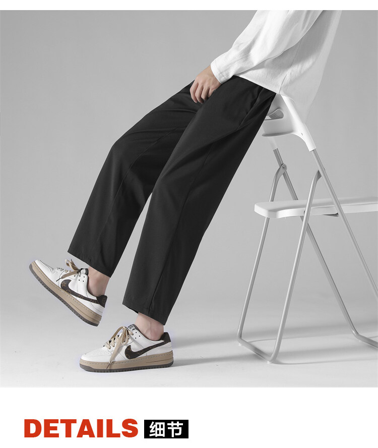 Composite thickened straight Hong Kong style large size ice silk casual trousers KA2-QBW-K606