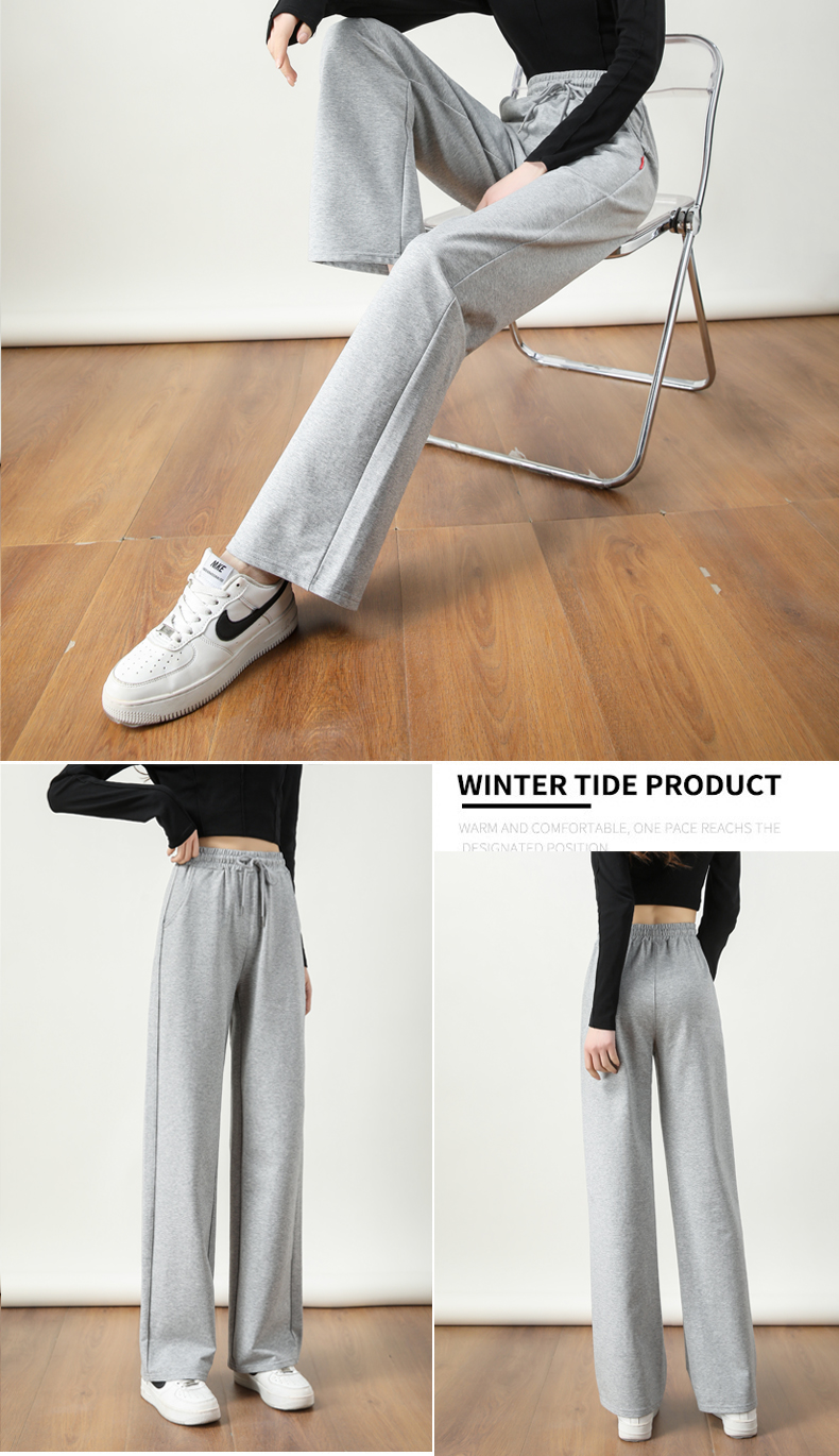 Sports loose high waist casual drape drawstring sweatpants straight trousers G32-95760