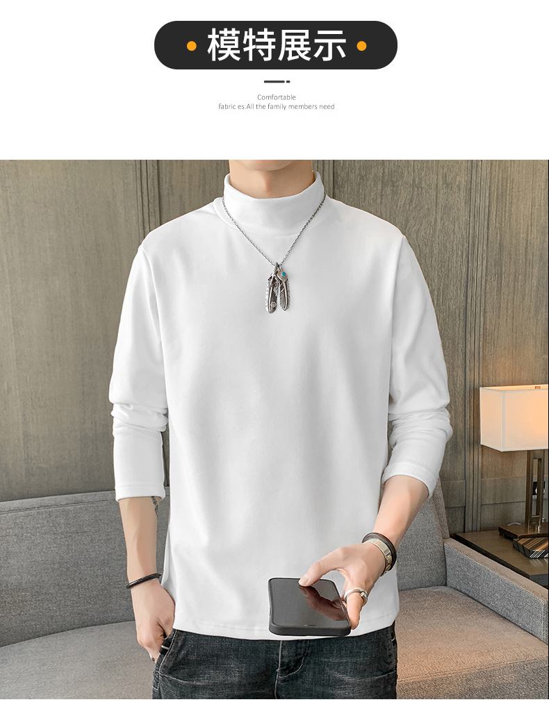 Half turtleneck double-faced fleece warm long-sleeved T-shirt KW-8308