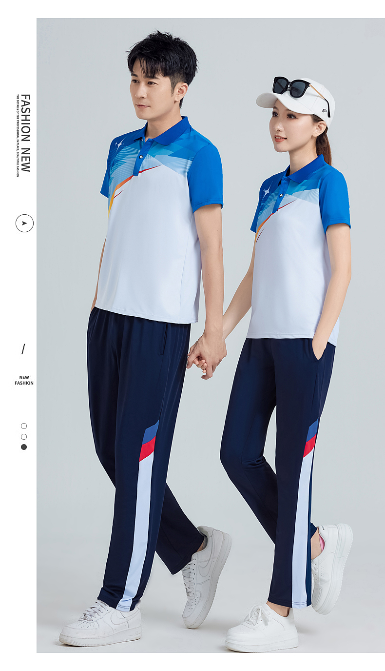 Soft stretch cool silk color matching couple sportswear trousers suit KC3-666