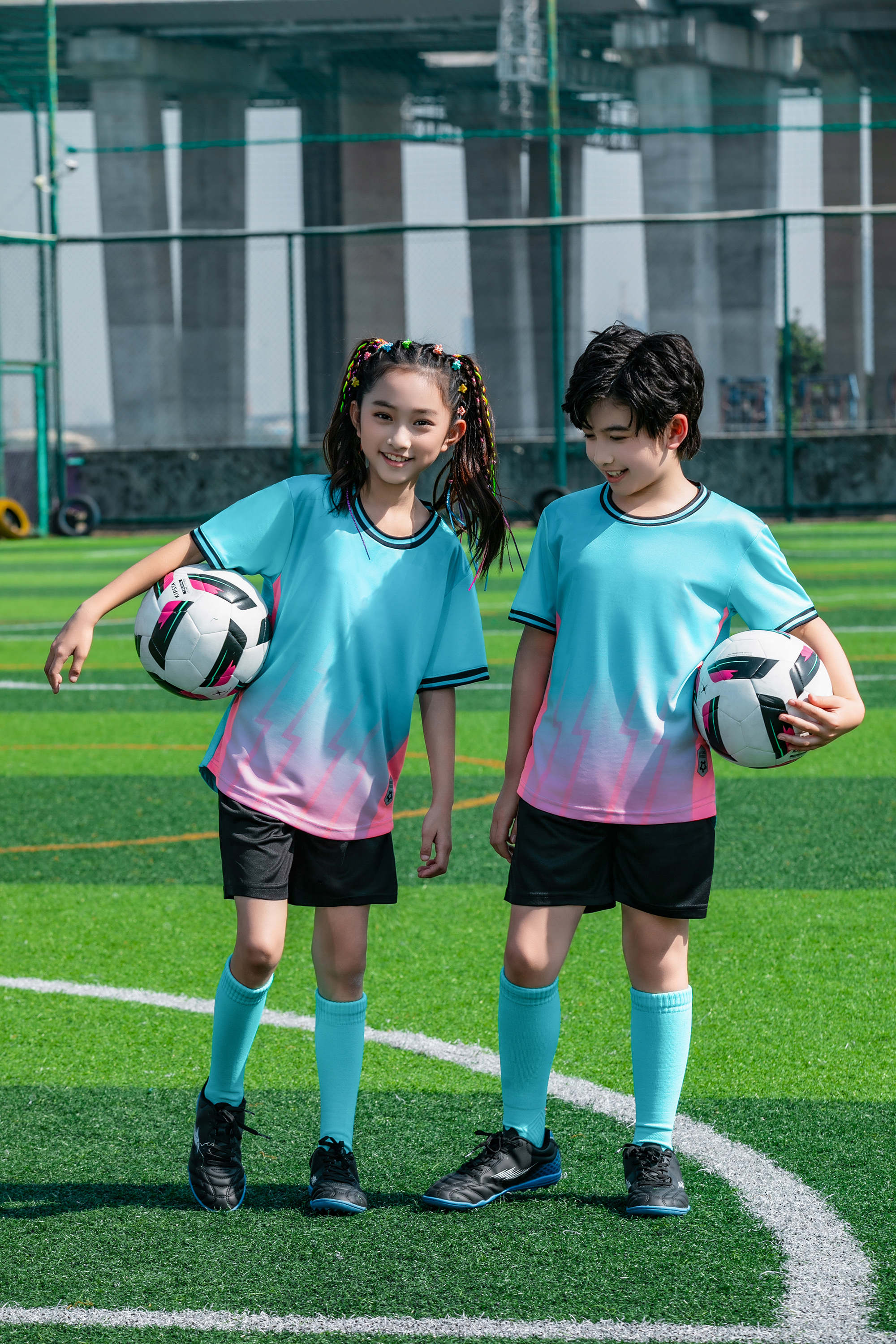 Gradient stripe collar football training suit for children GR4-D8863