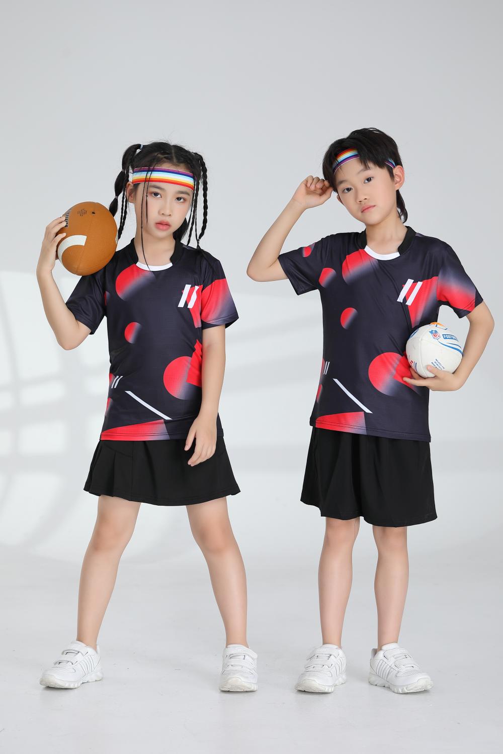 Polyester-ammonia Tianxing mesh sports quick-drying breathable badminton suit 120-1887 children