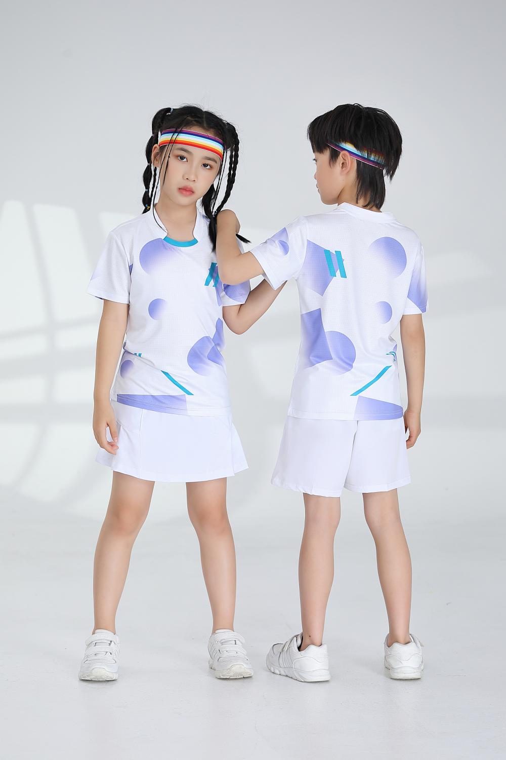 Polyester-ammonia Tianxing mesh sports quick-drying breathable badminton suit 120-1887 children