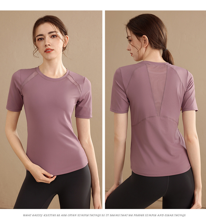 Quick-drying sports short-sleeved T-shirt for women in summer thin yoga wear W18-DX-068