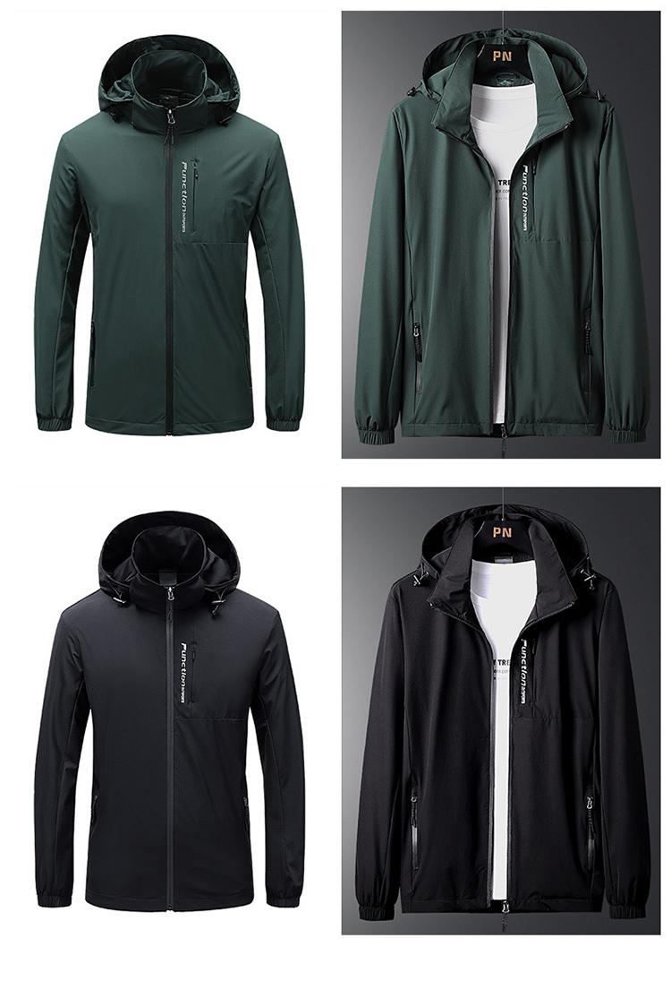 Outdoor windproof single-layer stretch jacket with detachable hat for men KL-TL8088