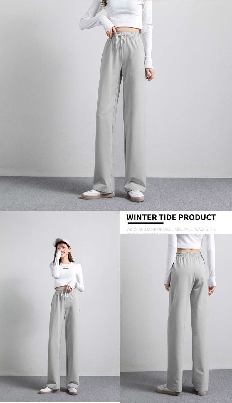 Straight wide-leg pants spring and autumn sports casual trousers for women G32-0701