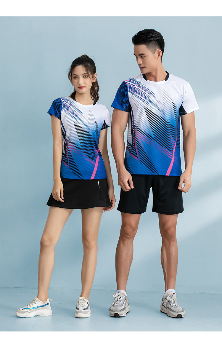 Single-sided feather pattern sports short-sleeved competition training suit GR8-1255 men single top