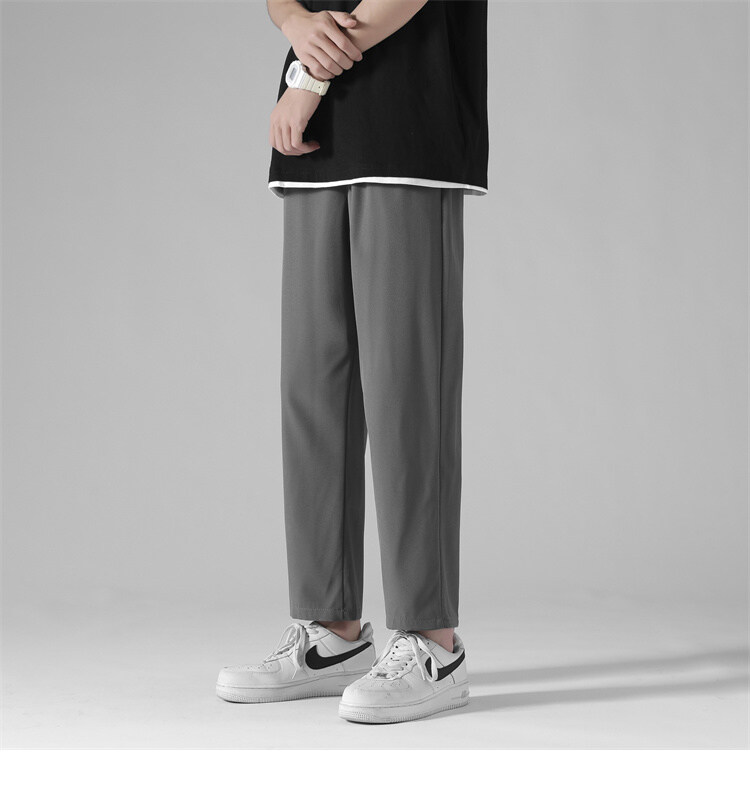 Composite thickened straight Hong Kong style large size ice silk casual trousers KA2-QBW-K606