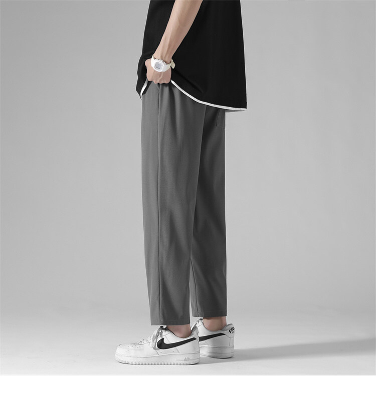 Composite thickened straight Hong Kong style large size ice silk casual trousers KA2-QBW-K606