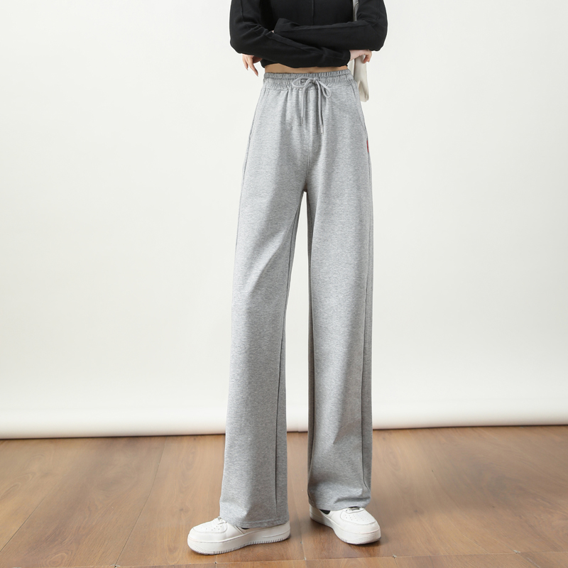 Sports loose high waist casual drape drawstring sweatpants straight trousers G32-95760