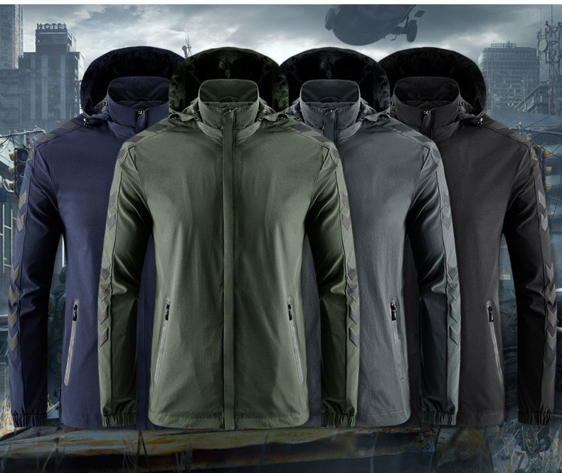 Outdoor men single-layer windproof jacket with detachable hood KC1-20206