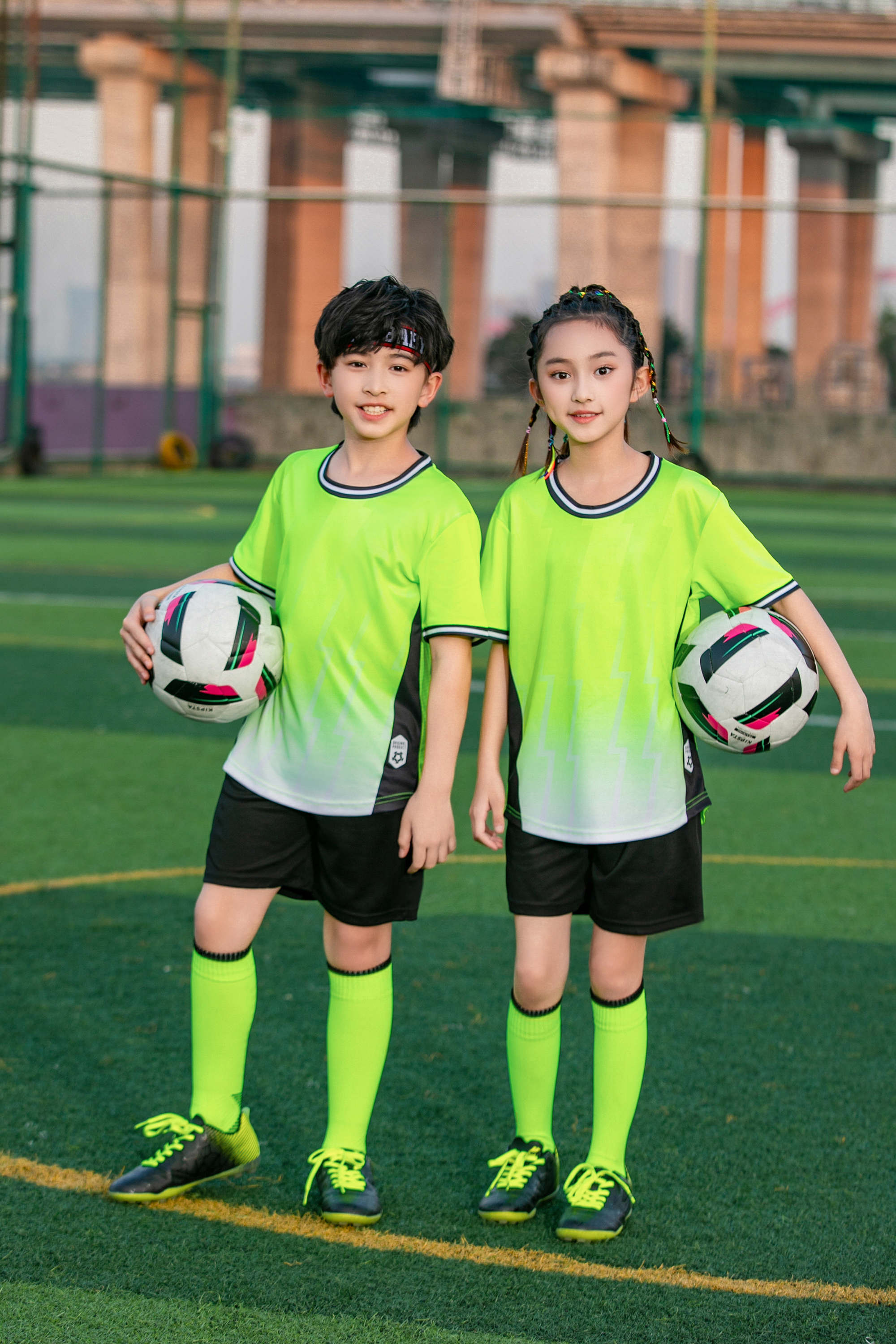 Gradient stripe collar football training suit for children GR4-D8863