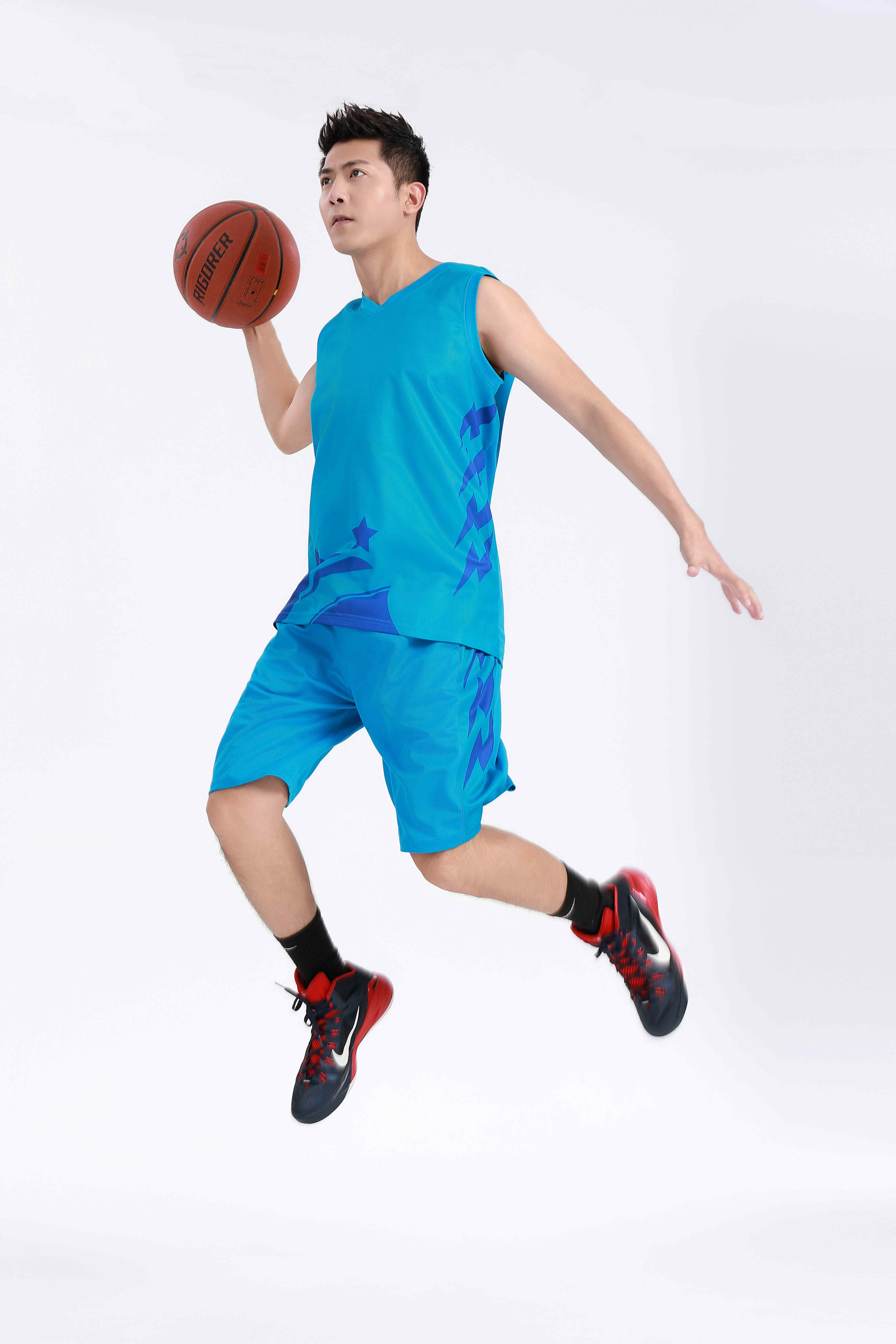 Solid color printed quick-drying sports basketball suit GY6-8452