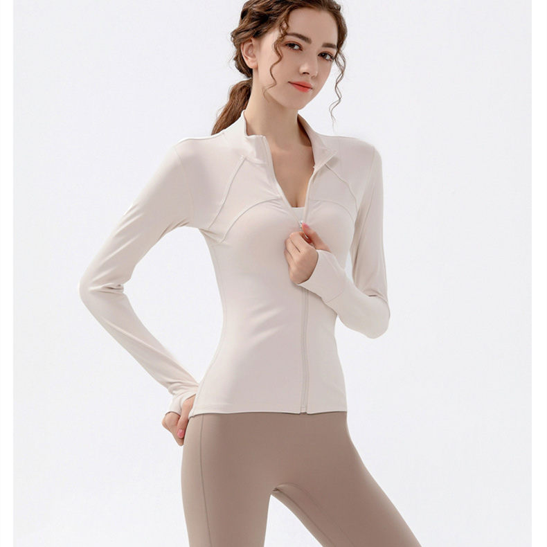 Stand collar zipper jacket sports long sleeve yoga wear W18-CX-901