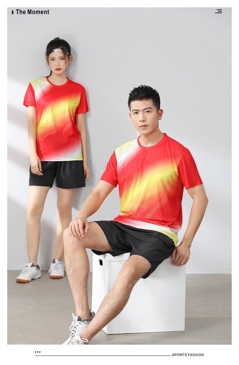 Small square contrast color round neck quick-drying sports badminton suit 120-304