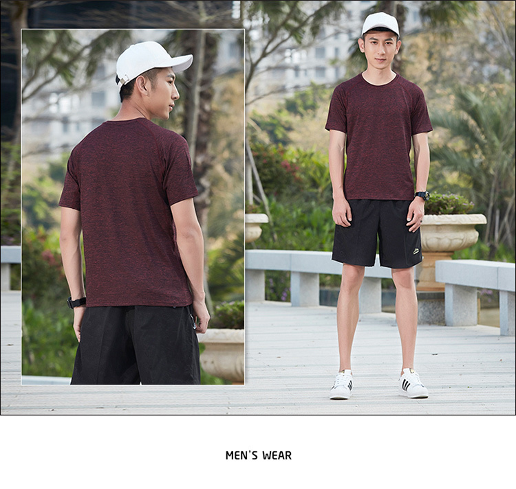 Quick-drying solid color sports round neck short-sleeved T-shirt men KB-8912