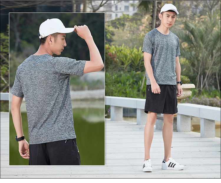 Quick-drying solid color sports round neck short-sleeved T-shirt men KB-8912