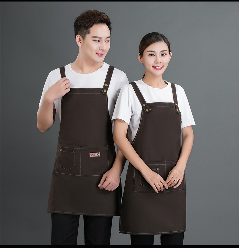 Cotton canvas double buckle adjustable shoulder apron N01-20D338-20D340