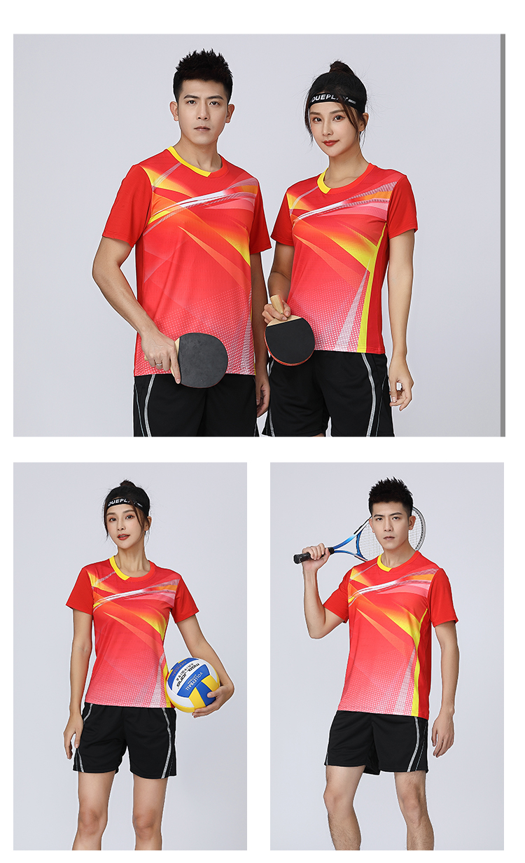 165G spandex polyester spandex Tianxing mesh fabric contrast color badminton suit 120-1834 men top